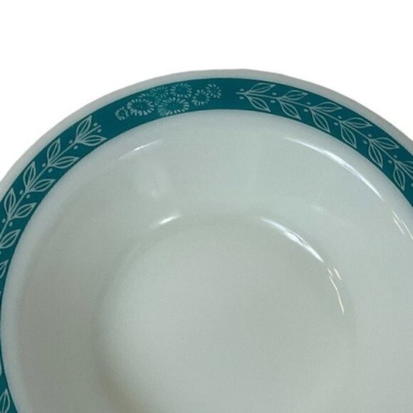 PYREX brand Tableware by Corning turquoise Laurel Leaf & flowers Bowl & Plate - Picture 2 of 11